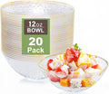 I00000 20 Pack 12 Ounce Clear Plastic Bowls Hammered Gold Rimmed, Heavy Duty Disposable Bowl Set,Elegant Ice Cream Bowls For Birthday, Wedding & Party