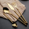 Gold Silverware Set for 12 Durable 18/10 Stainless Steel Flatware Set Creative Styles 48 Piece Modern Cutlery Tableware Utensils Set for Home Kitchen Wedding Restaurant Knives forks and Spoons