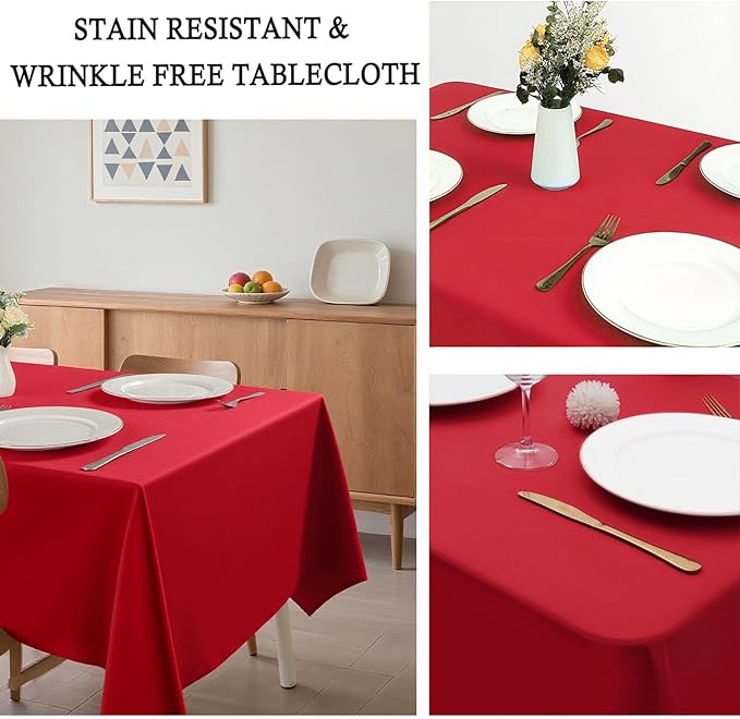 8 Pack Red Tablecloth 60 x 102 Inch Rectangular Valentine’s Day Table Cloth for 6 Foot Rectangle Tables, Wrinkle Resistant Washable Polyester Fabric Table Covers for Party Banquet Buffet and Camping