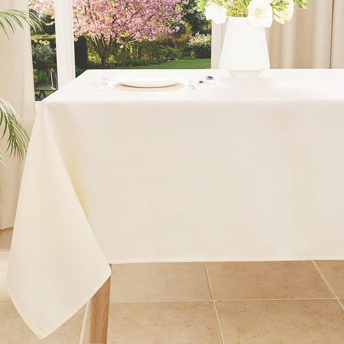 Smiry Square Table Cloth, Waterproof Anti-Scratch Polyester Tablecloth, Decorative Washable Fabric Table Cover for Dining, Buffet, Parties and Outdoor, 54x54, Beige