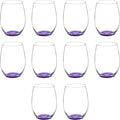 DISCOUNT PROMOS 10 ARC Stemless Wine Glasses Set, 21 oz. - Chardonnay, Cabernet, Merlot, Sauvignon - Purple