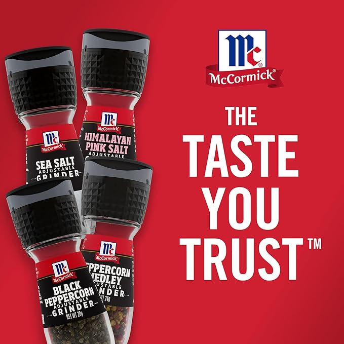 McCormick Salt & Pepper Grinder Variety Pack, Himalayan Pink Salt, Sea Salt, Black Peppercorn, and Peppercorn Medley, 6.47 oz