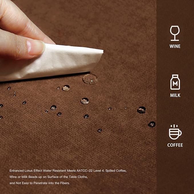 BALCONY & FALCON Rectangle Tablecloth Washable Wrinkle Resistant and Water Proof Table Cloth Decorative Linen Fabric Tablecloths for Dining Parties Kitchen Wedding and Outdoor Use (Brown, 57x85)