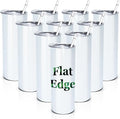 AGH 10pcs 20oz Sublimation Tumblers Bulk With Flat Edge, 20 oz Sublimation Tumbler Blank, Skinny Straight Stainless Steel Blanks Cups with Individual Box, Plastic Straw for Coffee, Drinks, DIY, Crafte