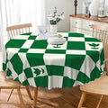 Laeacco 54 Inch Geometric Round Tablecloth Green White Plaid Square Flower Modern Abstract Art Print Table Cloth Washable Waterproof Wrinkle Free Table Cover for Kitchen Dining Picnic Party Decor