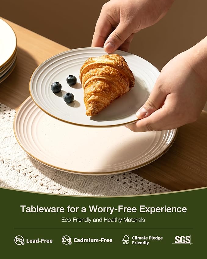 Famiware Jupiter Dinnerware Set with Pasta Bowl, Plates and Double Bowls Dish Sets for 4 (16 Pieces), Microwave and Dishwasher Safe, Chip and Scratch Resistant, Multi-color