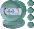 Homienly Flat Dinner Plates Set of 8 Alternative for Plastic Plates Microwave and Dishwasher Safe Wheat Straw Plates for Kitchen Unbreakable Kids Plates(Green, 10 inch), MS 01
