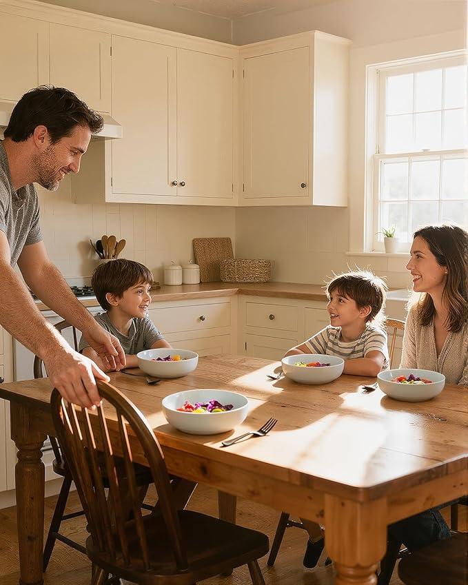 Pasta Bowls Set of 8, 34oz Speckled Ceramic Bowls Set for Serving Salad, Pasta, Soup, Dinner, 8" Wide and Deep Bowls, Dishwasher & Microwave Safe, Matte Terracotta Base (Gray White)