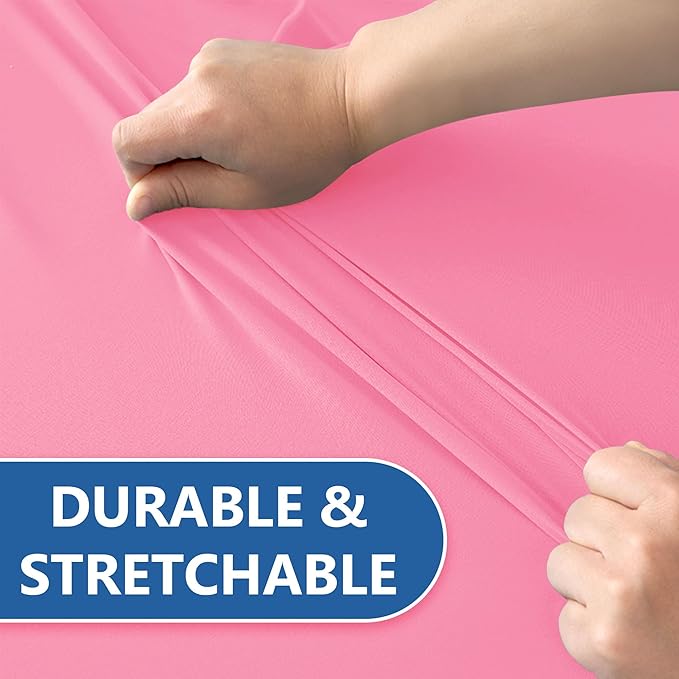 Table Cover for 6 Foot Rectangle Tables-6 Pack Pink Fitted Stretch Tablecloth-Elastic Spandex Tablecloths for Party, Wedding, Vendor Booth Display, Banquet Buffet Event, Craft Trade Show