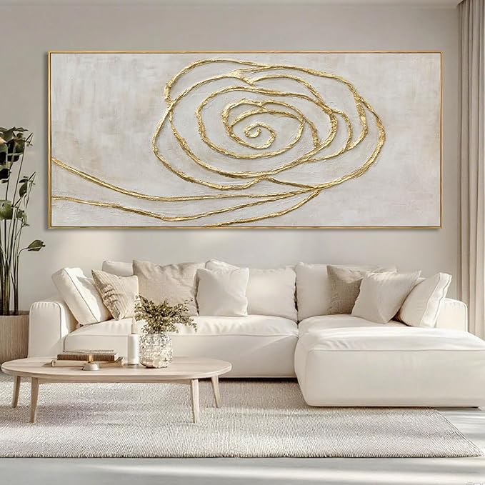 XIANSHOU Minimalist Wall Art Gold Line Wall Decor Vintage Poster 32"x70" Decorative Pictures for Dining Room Area Artwork for Office