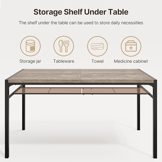 Gizoon Dining Table Set for 6 with Chairs, 7-Piece Kitchen Table Set for Small Space, Apartment, Kitchen, Dining Room, Space-Saving