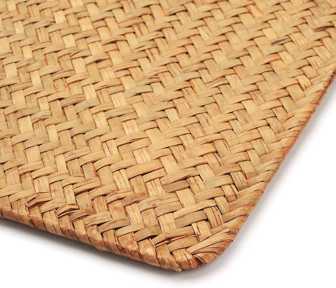 Natural Woven Rattan Rectangular Placemats for Dining Table (Set of 6, 18x12inches)