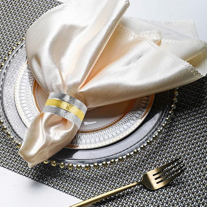 Picowe Napkin Rings, Set of 6 Elegant Metal Buckles Decorative Napkin Ring for Dining Table Parties Wedding, Christmas, Thanksgiving Day Dinner