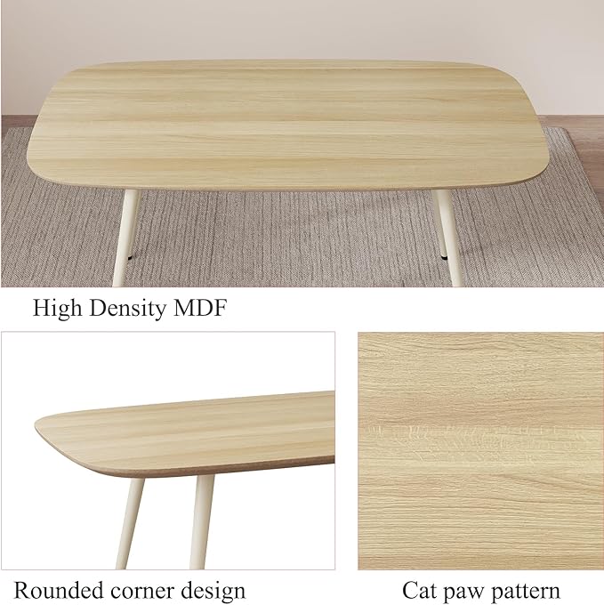 47.2'' Modern Farmhouse Dining Table, Wooden Rectangular Dining Table with Metal Legs for 4 People for Dining Room, Kitchen, Living Room (Cat Scratch Table, 47.2")