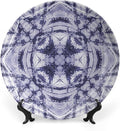Ceramic Plates, Abstract Decorative Ceramic Plates, Modern Art Generated Resisting Twisting Fractal, 6 Inch, for Dining, Parties, Wedding, Lavender Blue Indigo