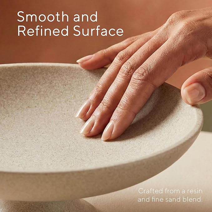 Large Decorative Bowl, Modern Pedestal Bowl for Home Decor, Decorative Fruit Bowl for Kitchen Counter, Stylish Key Bowls for Entry Table, 11.45”, Includes 10PCS Artificial Moss Rocks