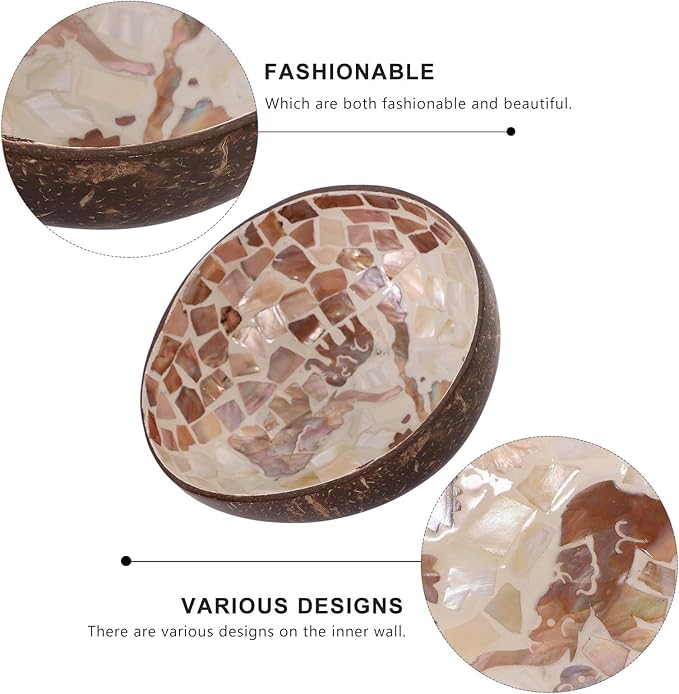 Coconut Shell Bowl Natural Handmade Key Storage Bowl Candy Dish Decorative Home Storage Plate for Living Room Tabletop Organizer