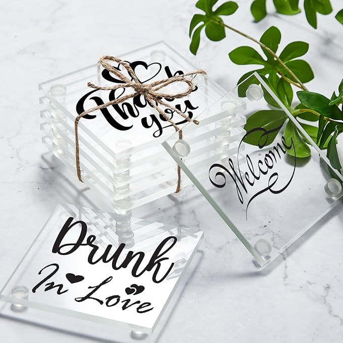 Set of 12 Clear DIY Glass Drink Coaster 3.5 Inch Crystal Coasters Decorative Glass Plates for Wedding Dining Table Picture Frame Painting DIY Crafts Home Decoration and Parties(Square)