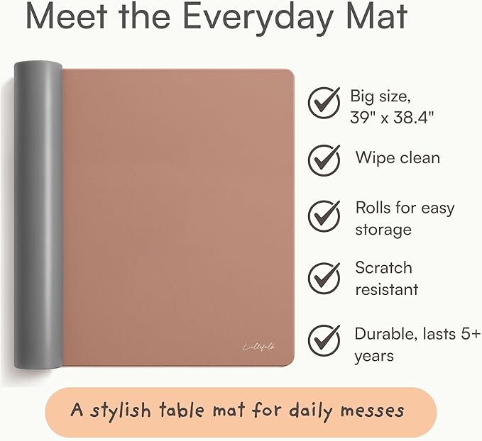 Table Craft Mat to Protect Dining Table, 38"x39.4" Craft Mess mat Great for Childrens Crafts and Play Protect Your Furniture from Spills and Mess Easy to Clean, Heat Resistant (Terracotta, 38" 39.4")