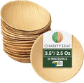 Charity Leaf Disposable Palm Leaf 3.5" Round Mini Bowl (25 pcs) Dipping Bowls | Bamboo Like| All Natural and Biodegradable | Charcuterie Boards, BBQs, and Parties