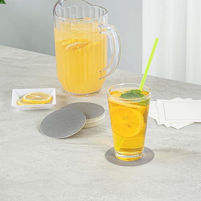 Restaurantware Paper Coasters 100 Pack of 3.5 Inch Disposable Beverage Coasters Absorbent for Hot and Cold Drinks Gray Coffee Cup Essentials for Table Decor, Kitchen, Home Patio or Living Room