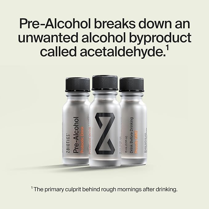 ZBiotics — Feel Better After Drinking, Wake Up Refreshed, Science-Backed, Patented Probiotic for Easier Mornings, Travel-Friendly, 3-Pack of 0.47 Fl Oz Bottles