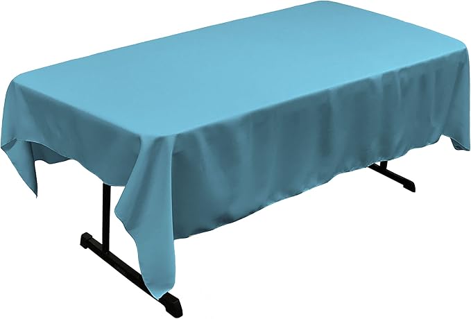LA Linen Polyester Poplin Washable Rectangular Tablecloth, Stain and Wrinkle Resistant Table Cover 60x84, Fabric Table Cloth for Dinning, Kitchen, Party, Holiday 60 by 84-Inch, Turquoise Dark