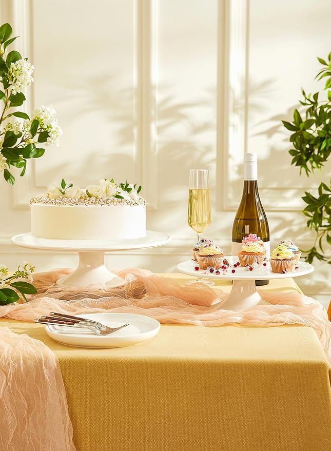 Sweese Porcelain Cake Stand 12-Inch, Round Dessert Display, Elegant White Cupcake Holder for Celebrations, Weddings, Parties – Versatile Serving Platter Premium