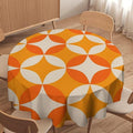 Retro Mid Century Round Tablecloth, Abstract Geometric Mid Century Colorful Pattern Print Tablecloth for Home Party Dining Room Kitchen Decor 50Inch(127cm)