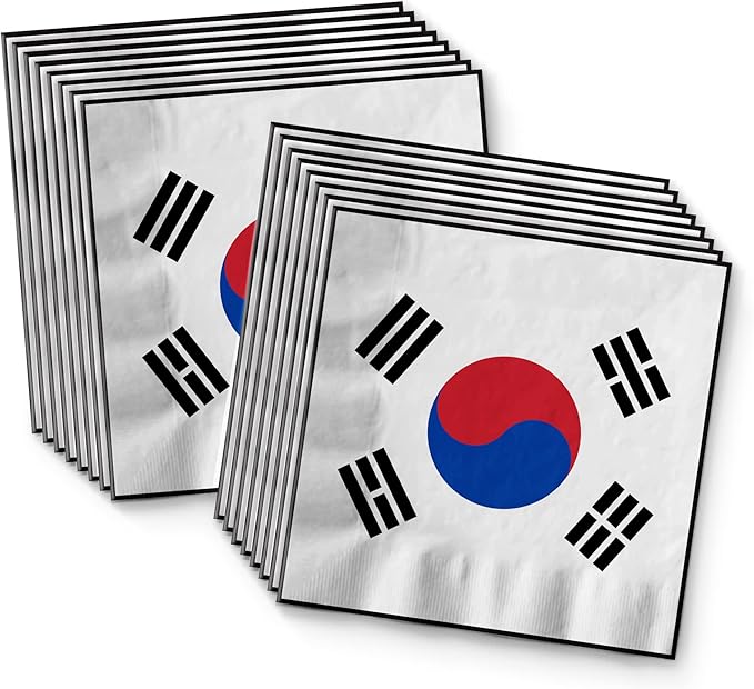 South Korean Flag Birthday Party Supplies Set Plates Napkins Cups Tableware Kit for 16