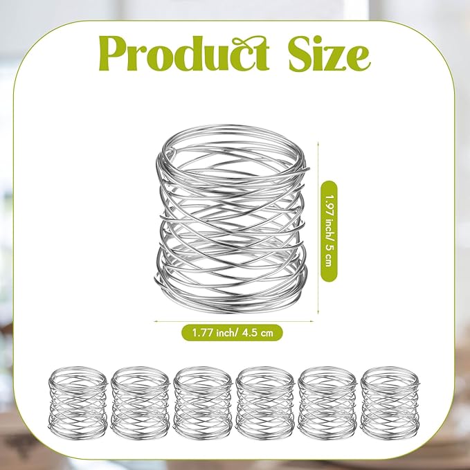 12 Pieces Napkin Rings Holders Handmade Round Mesh Heavy Duty Metal Napkin Rings Holder for Dinner Decoration Dining Table Parties Wedding Christmas(Silver)