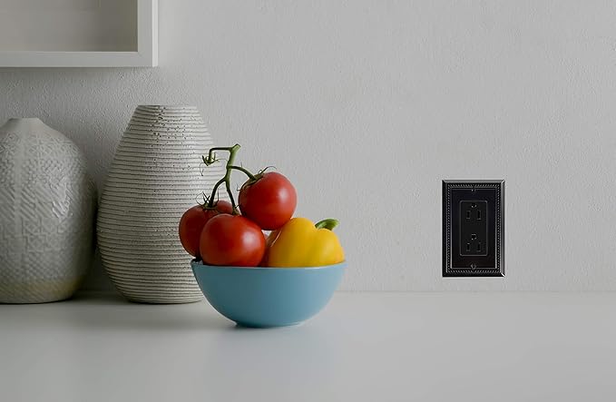 Henne Bery Sunken Pearls Heavy Duty Switch Plate/Wall Plate/Outlet Cover (Single Decorator 2PK, Matte Black)
