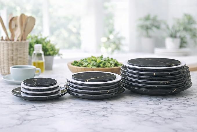 48 Piece Felt Plate Dividers for China Storage - Felt Protectors for Dinner, Salad, and Saucer Plates - Ideal for Moving Fine China, Porcelain, Glass, etc - Cut-to-Fit Full China Set - Soft White