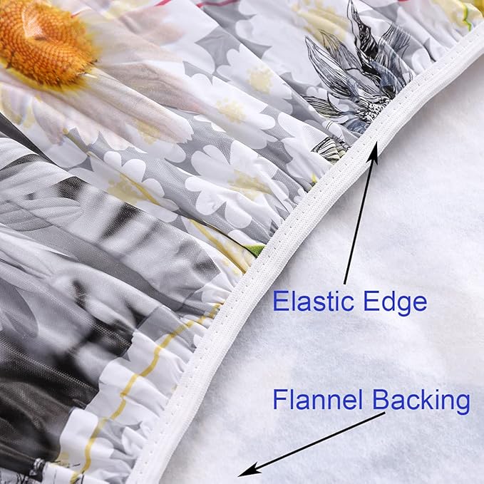 Walrus Round Vinyl Fitted Tablecloth with Flannel Backing Elastic Edge Design Table Cover Waterproof Oil-Proof PVC Table Cloth Stain-Resistant Best for 57"-66" Round