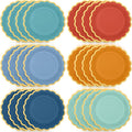 48 Pcs Boho Colorful Paper Plates 9 Inch Gradient Scalloped Paper Plates Disposable Dinner Dessert for Birthday Wedding Bridal Party Supplies, 6 Colors