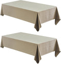 2 Pack Rectangle Tablecloth, 52x70 inch, Water Resistant Wrinkle Free Linen Textured Table Cloth Washable, Decorative Fabric Table Cover for Dining, Party and Camping, Mocha