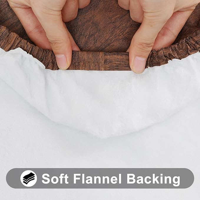 Smiry Rectangle Table Cloth Cover, Waterproof Elastic Fitted Picnic Tablecloth for 4 Foot Tables, Wipeable Flannel Backed Vinyl Tablecloths for Camping, Dining, Outdoor (Brown, 30" x 48")
