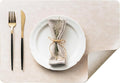 DOLOPL Placemats Set of 12 Reversible Dual-Color Table Placemats –Heat Resistant Wipeable & Washable Place Mats, Luxury Faux Leather Table Mats for Vintage Dining Table Decor (Beige&Light Grey)