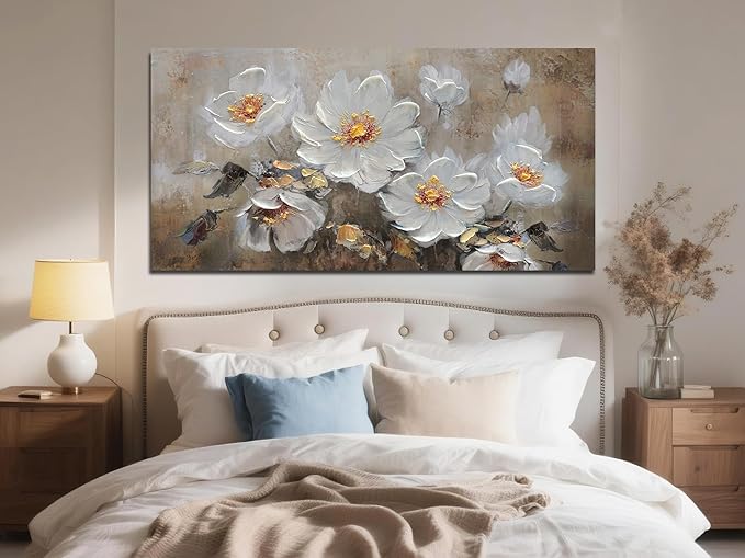 Anolyfi Vintage Flowers Canvas Wall Art Decor for Living Room, French Country Farmhouse Gallery Decorative Painting Large Artwork Picture for Hallway Bedroom Kitchen Office Home Decor 40"x20"