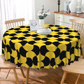 Laeacco 60 Inch Geometric Round Tablecloth Black and Gold Abstract Pattern Modern Art Print Table Cloth Washable Waterproof Wrinkle Free Table Cover for Kitchen Dining Picnic Party Decoration