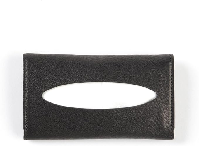 Leatherology Black Onyx Pocket Tissue Holder – Full-Grain Leather Travel Case with Snap Closure, Fits Standard Tissue Packs – Stylish & Compact Tissue Organizer for On-The-Go