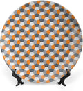 Ceramic Plates, Abstract Decorative Ceramic Plates, Modern Style Mosaic Tile with Hexagonal Shapes, 10 Inch, Household Plates Decorative, Grey Charcoal Grey Orange