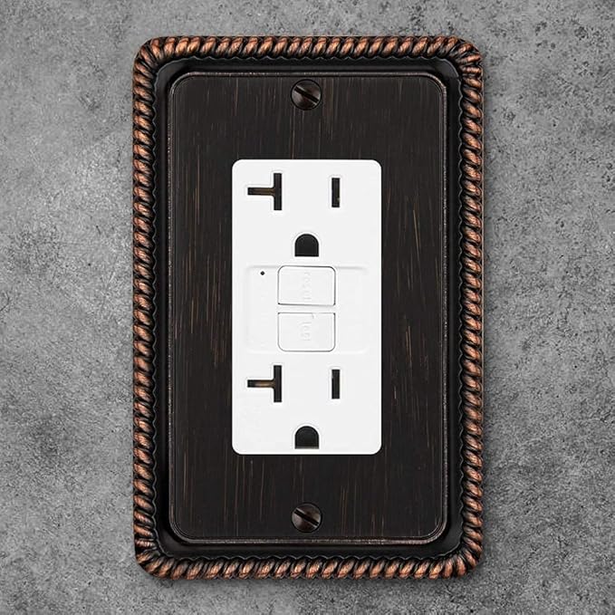 Henne Bery Rope Edge Decorative Wall Plate Switch Plate Outlet Cover (Single Decorator, 2 Pack, Aged Bronze)