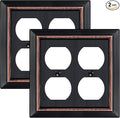 Metal Wall Plate for Electrical Outlets, Decorative Aged Bronze Switch Plates Outlet Cover, Light Switch Cover Plate, 2-Gang Wall Plates (Double Duplex Outlet, 2 Pack)