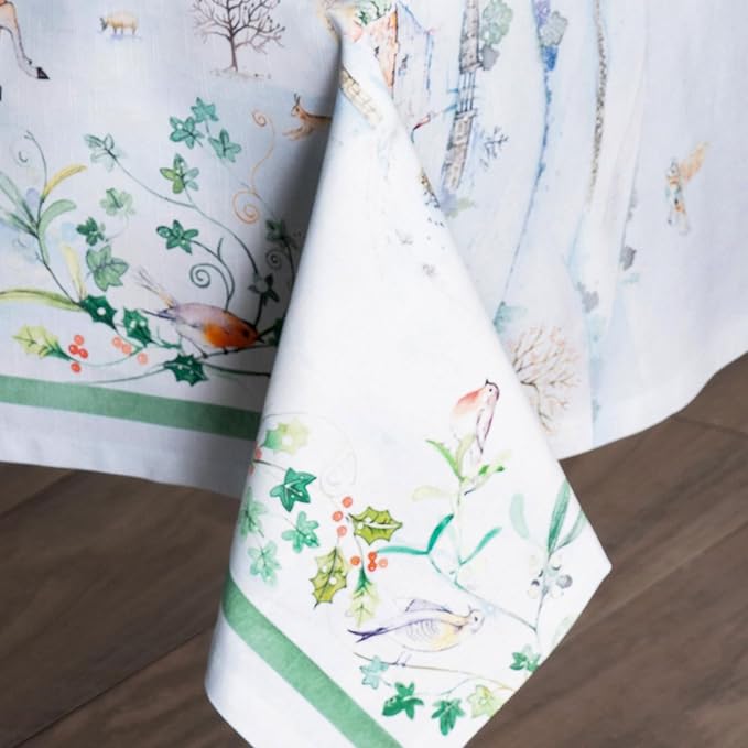 Maison d' Hermine Table Cloth Square Table 100% Cotton 54 x 54 Inches Fall Tablecloth Reusable Everyday Use for Thanksgiving Christmas Decorations Dining Farmhouse Party (Snowy World)
