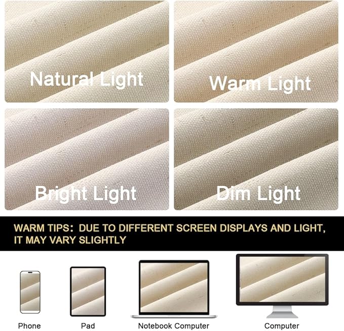 PrinceDeco 100% Blackout Curtains Linen Blackout Curtains 108 Inches Long Room Divider Curtains for Bedroom/Living Room Patio Curtains for Sliding Door Extra Wide Drapes,W100 X L108,Bleached Sand