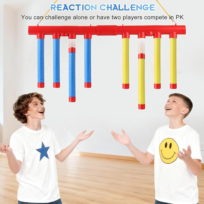Reflex Sticks Challenge Game with Remote Control in 3 Speed Modes for Solo/Dual Play,Hand Eye Coordination & Reaction Training Toy,Reflex Drop Sticks Game for Kids Adults(Battery Free)