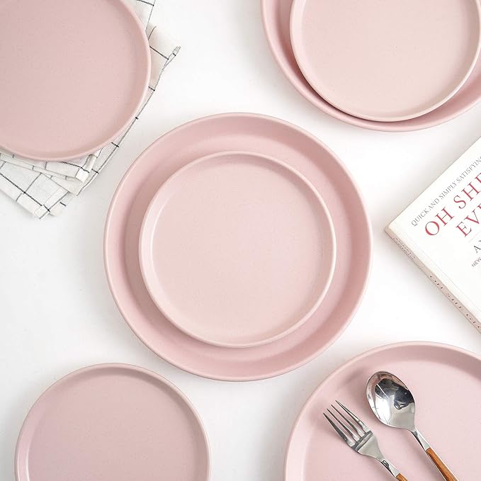 SERVICE FOR 4 - Total of 16 pieces including 8 dinner plates (10”), 4 salad plates (7.5”), 4 bowls (5.75”), and 4 mugs (12 oz), making it the perfect set to service 4 people