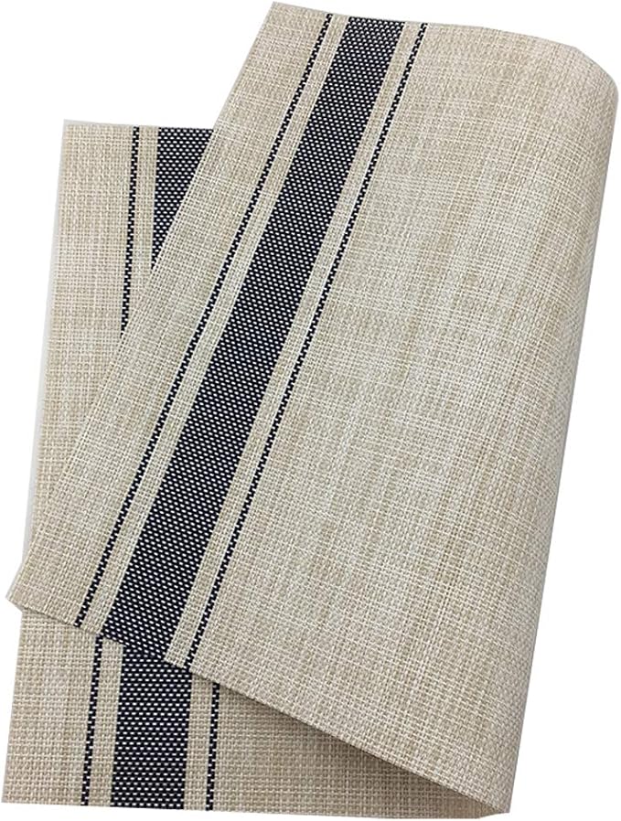 Gugrida Luxury Blue Placemats Set of 6 Crossweave Woven Vinyl Placemat for Dining Table Kitchen Table Mats