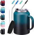 50 oz Mug Tumbler with Handle and Straw - 2-in-1 Lid, Silicone Water Bottle Boot, Stainless Steel Coffee Mugs, Double Wall Insulated Water Cup Keep Cold-36H Hot-24H, 50oz Large Tumbler Jug